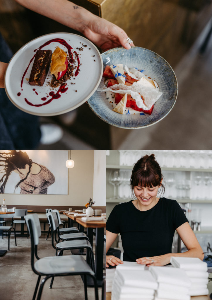Zwei kreativ angerichtete Dessertteller im Restaurant Willichs mit frischen Früchten, knusprigen Elementen und Schokoladendessert – moderne Patisserie in stilvollem Ambiente.